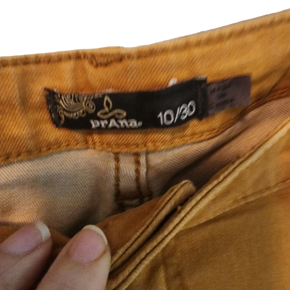 Prana Gold Mustard Ombre Ankle Zip Jett Capri Jeans - Picture 9 of 10